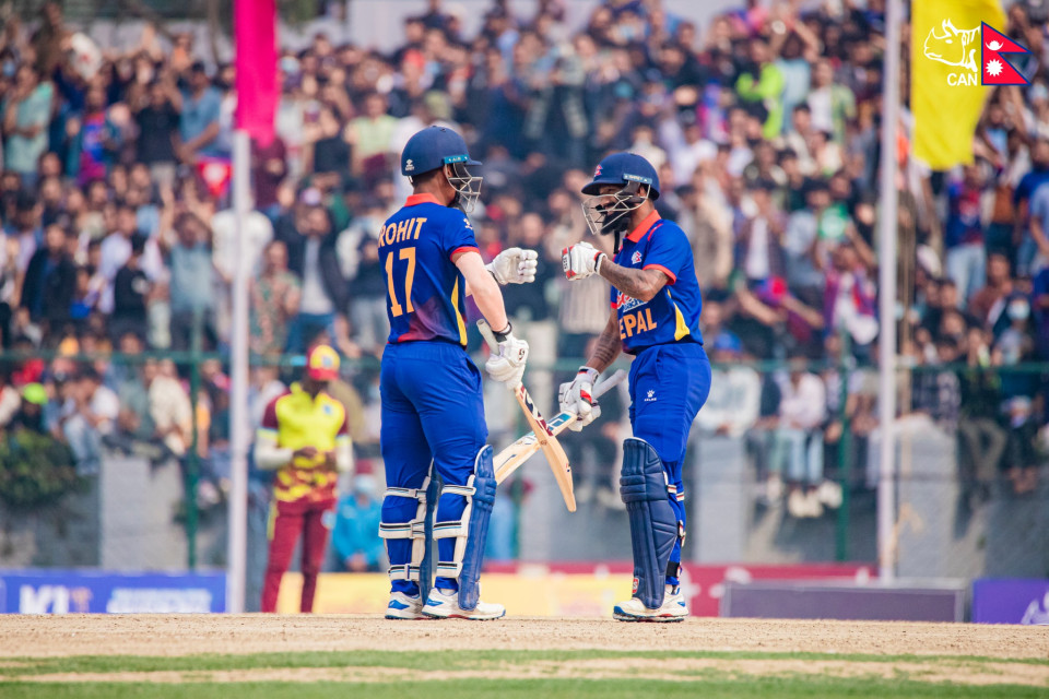 वेस्टइन्डिज ‘ए’विरुद्ध नेपालको रोमाञ्चक प्रतिस्पर्धा, कप्तान पौडेलको शतकीय इनिङ्समा नेपाल चार विकेटले विजयी 